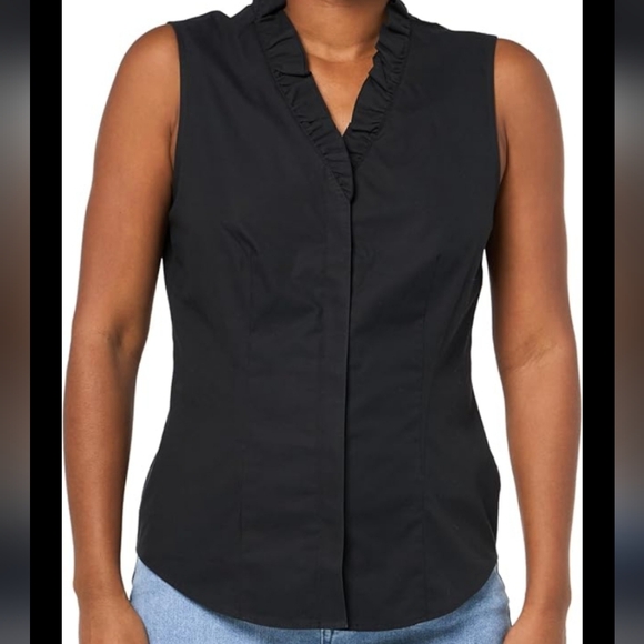 Brooks Brothers Black Ruffled Sleeveless Blouse - Picture 1 of 9